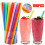 Wegwerp plastic drinkrietjes, breed en groot, 100 stuks 2