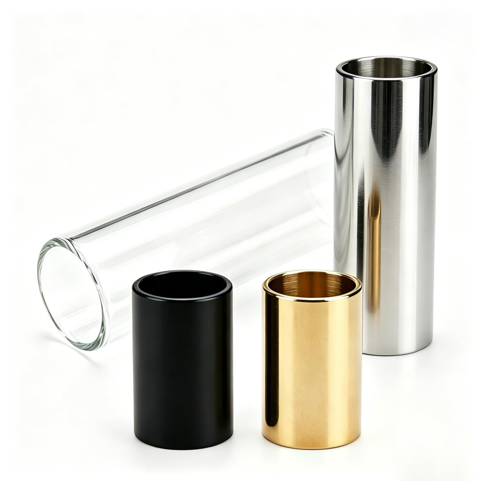 Lunyoutrio 4 Pcs Glass Slide And Stainless Steel Guitar Finger Slides For Electri