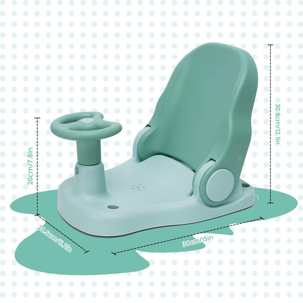 Nukdey Baby Bath Seat With Adjustable Backrest Suction Cup Foldable Antislip