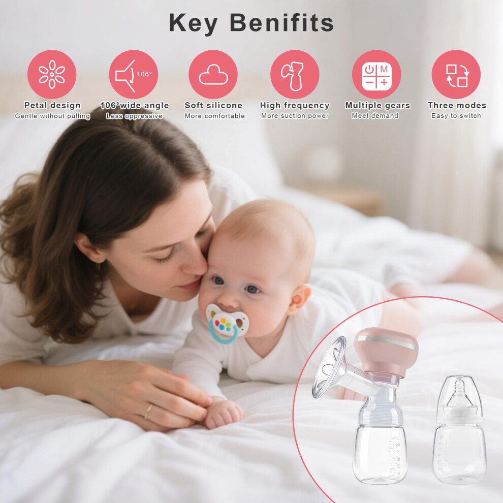 Pugtow Electric Breast Pump Portable Handsfree Breastfeeding Pump With 3 Mode