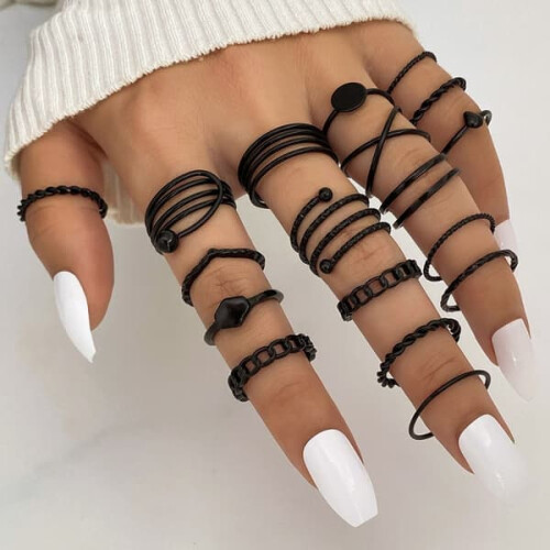 Knuckle Ring Set Silver 18-Piece 1