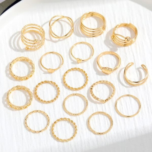 Knuckle Ring Set Silver 18-Piece 2