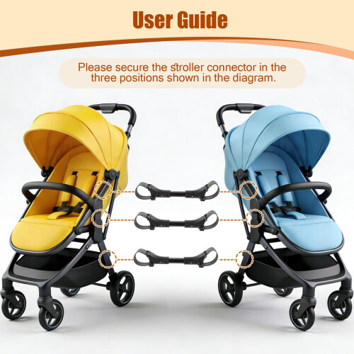 VLUNT 3pcs Stroller Connectors Set Adjustable Pram  Pushchair Connecto