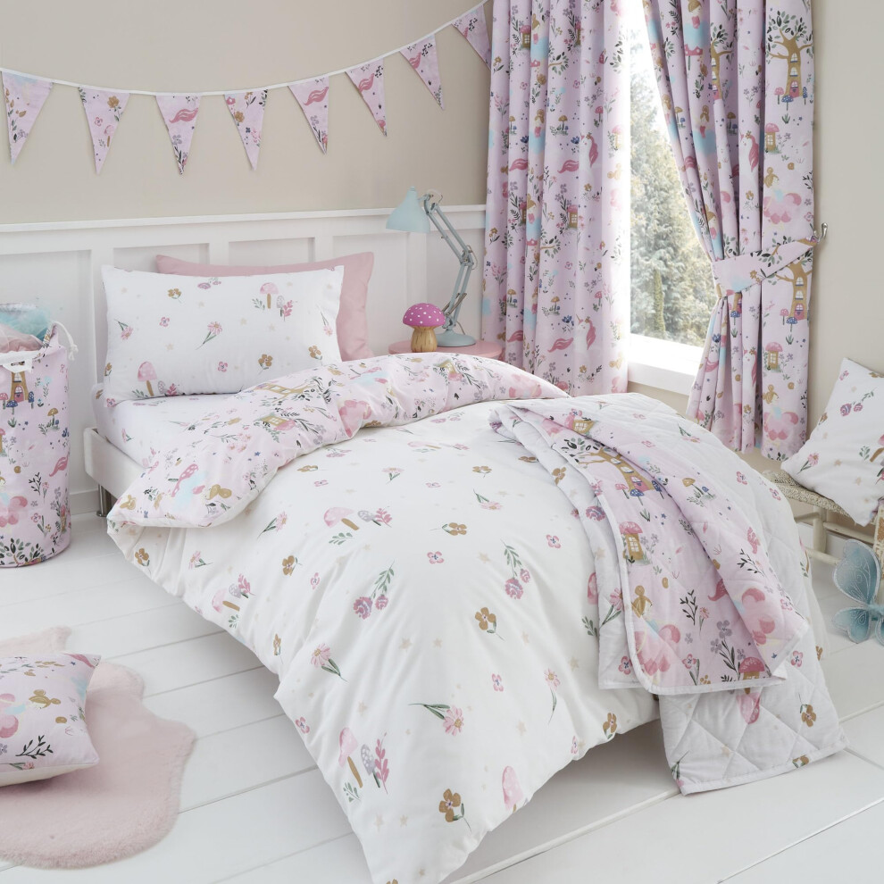 Happy Linen Company Girls Boys Kids Enchanted Forest Unicorn Pink Todd