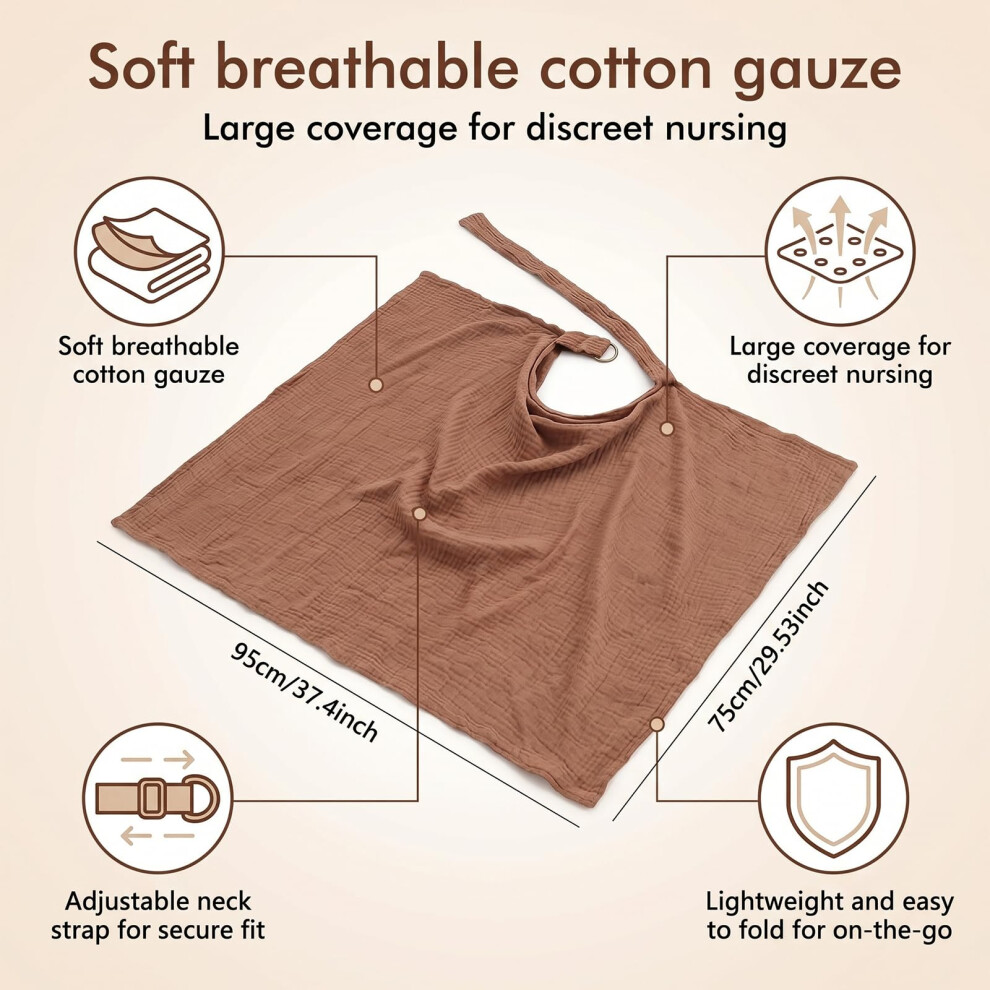 Luxsuki Breastfeeding Cover Nursing Cover Muslin Cotton Soft Breathable Nursin