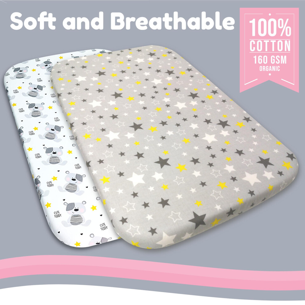 Selemavi Next To Me Crib Sheets – 3Pc Baby Bed Set With 2 Fitted Sheets And 1 W