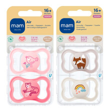 MAM Air 16 Skin Soft Silicone Dummies Soft Colours Mix Pack of 4