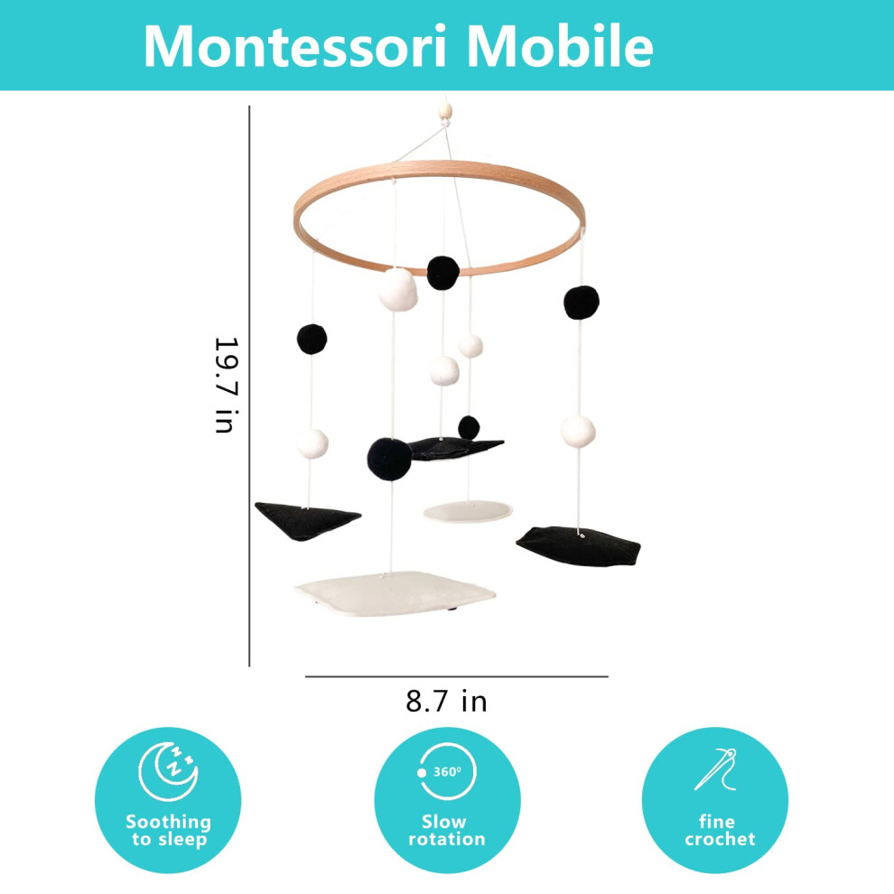 Vlokup Montessori Mobile Black And White Baby Crib Mobile Neutral Nurs