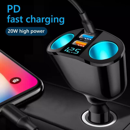 Dual USB 12V LED Car Cigarette Lighter Adapter Charger Splitter Sockets UK 1