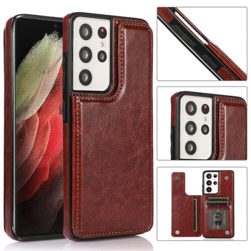 Samsung Galaxy S21 Ultra PU leather case Rose red 1