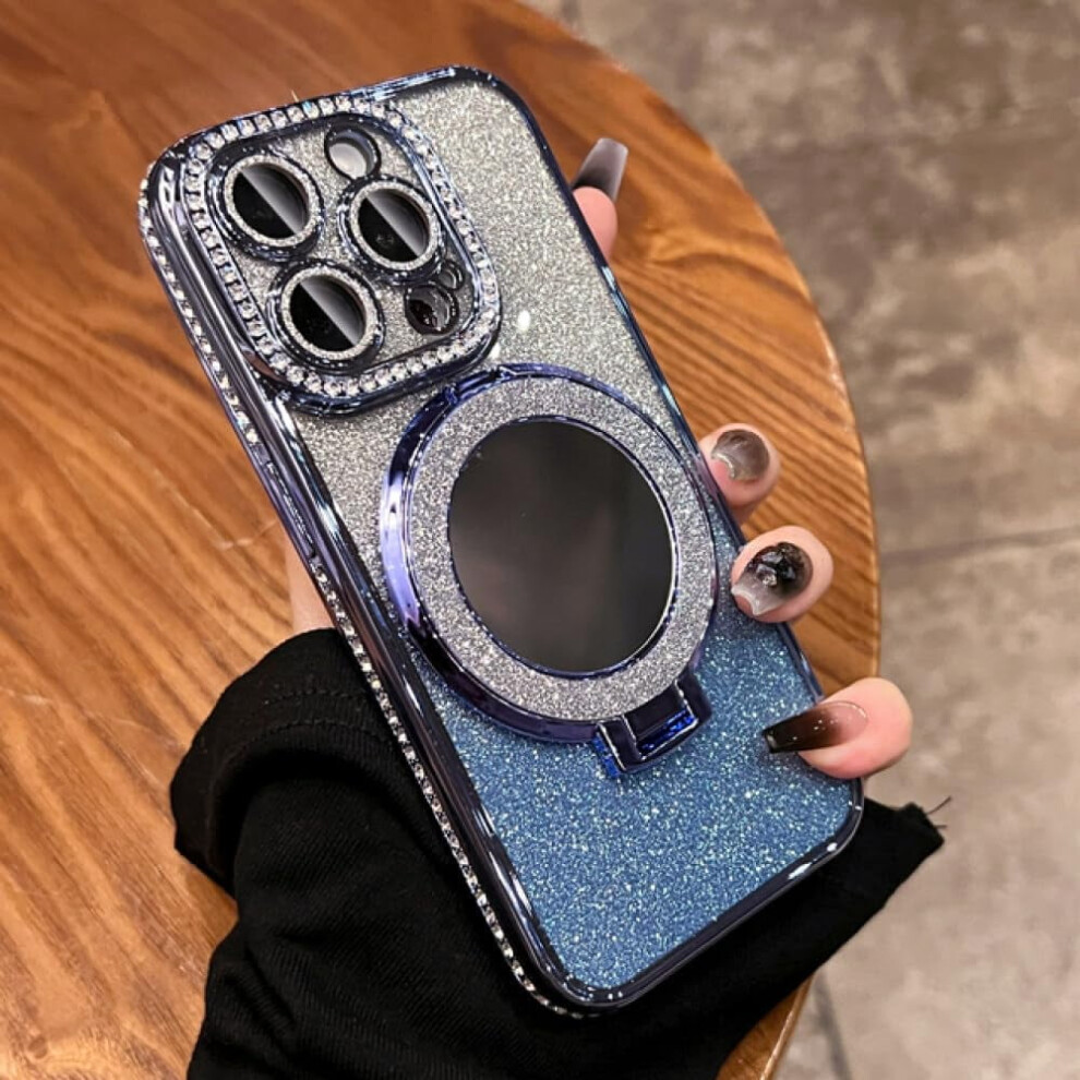 Glitter Diamond Makeup Mirror Phone Case For Iphone Purple 9130661288309