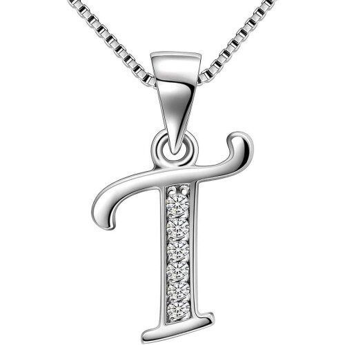 925 Sterling Silver Initial Pendant Necklace 18 inch
