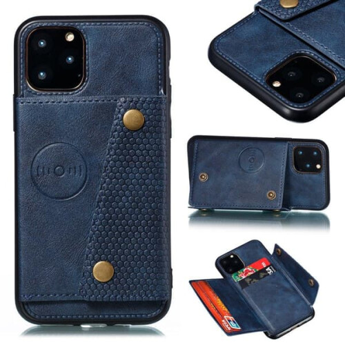 Compatível com iPhone 11 Pro Max - Capa retrô prática com compartimento para cartão, cinza 2