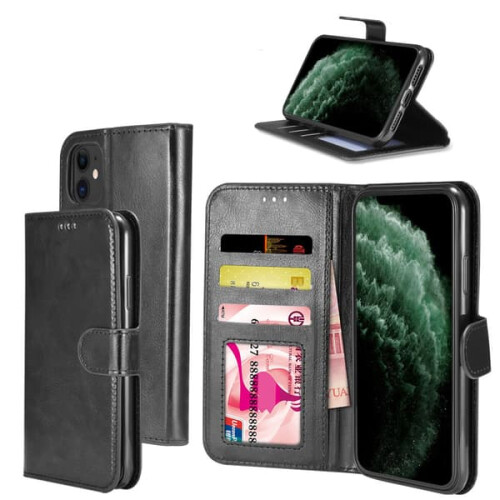 iPhone 13 Pro leather wallet case with 3 card slots red 1