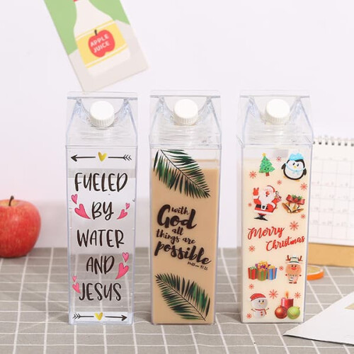 Milk Carton Water Bottle Plastic Leak-Proof 1000ml 1