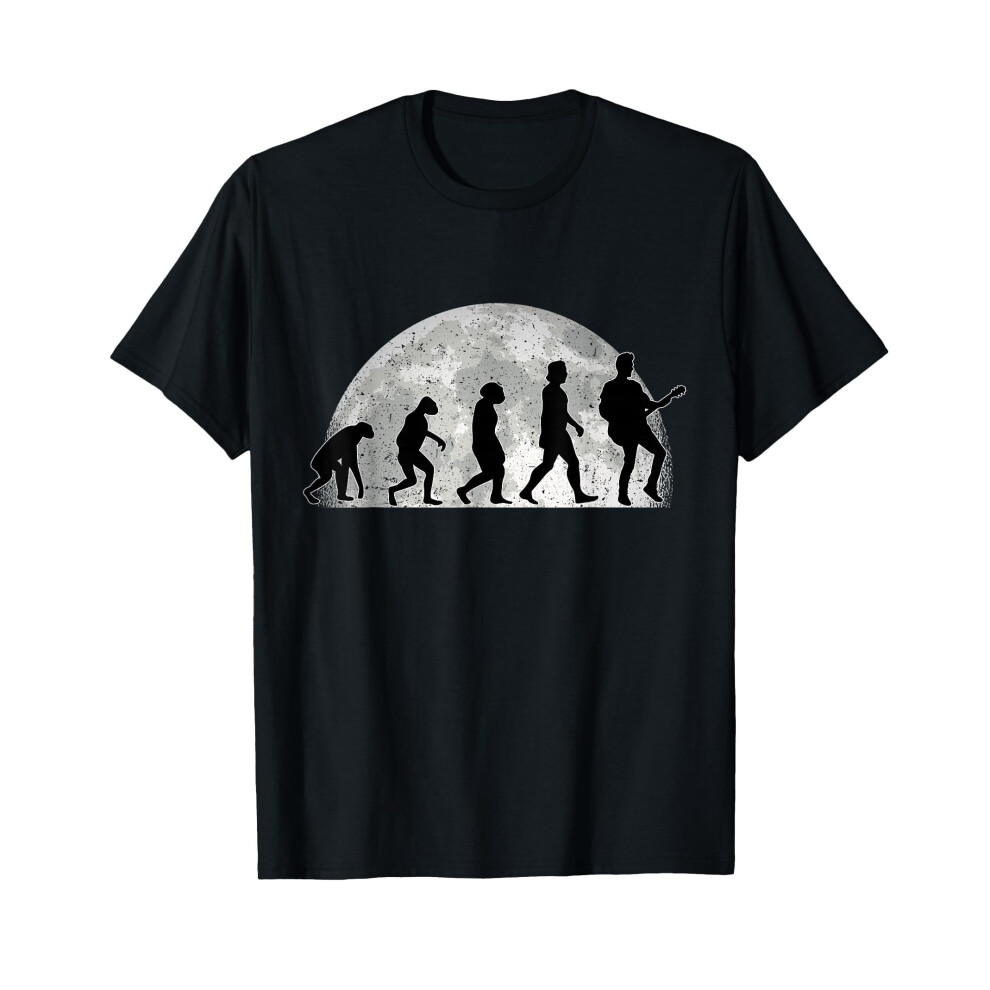 Funny Guitar Player Musician Guitarist Evolution Moon Electric Guitar Bass Guitar T-Shirt
