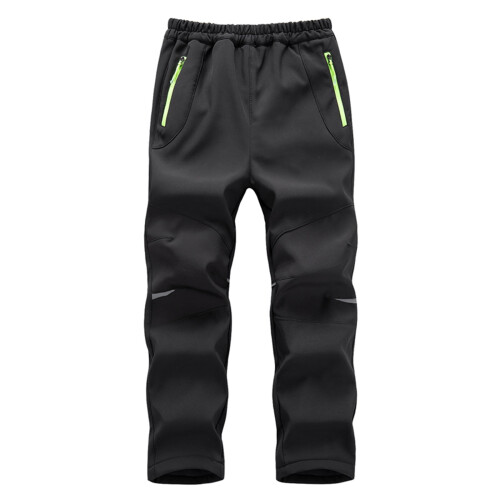 Kids Ski Pants Waterproof Windproof Fleece Warm Black