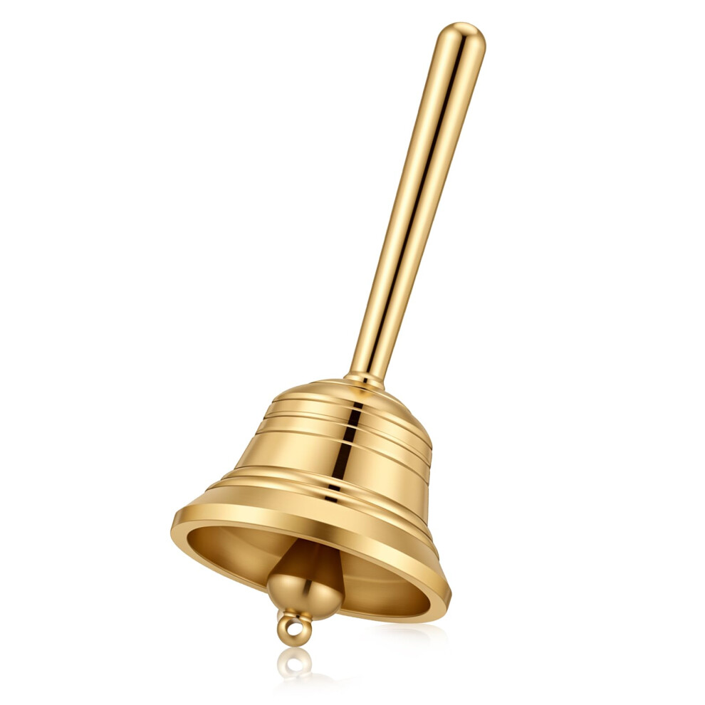 Kynigo Gold Hand Bell, Super Loud Brass Dinner Bell, 3.2" Small Handbells For
