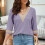 Damen-Strickpullover mit V-Ausschnitt, Lila, Größe 2XL 7