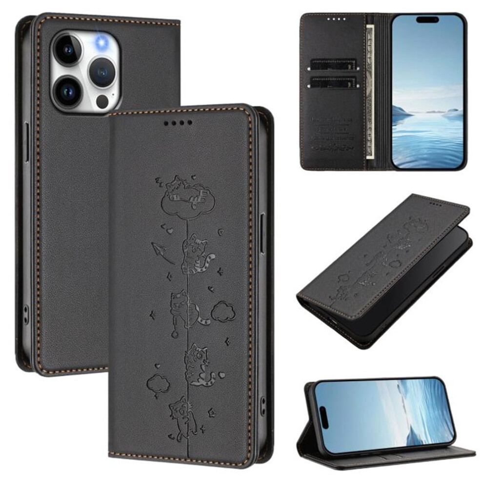 Leather Flip Wallet Case For Iphone 14 Pro Max Black 9152228947467
