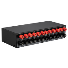 Audio Switcher and Splitter Box with Banana Jacks 4-in-2-out