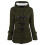 Dames winterjas met capuchon, effen groen en gewatteerd 2