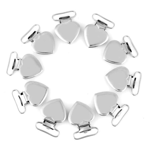 Metal Heart-Shaped Pacifier Holder Clips 10 pcs 2