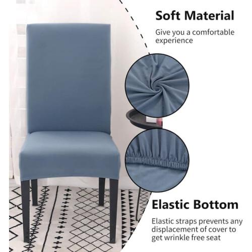 Dining Room Chair Covers Light Blue Stretchy Washable Set 1