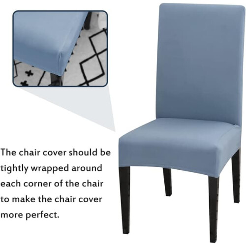 Dining Room Chair Covers Light Blue Stretchy Washable Set 2
