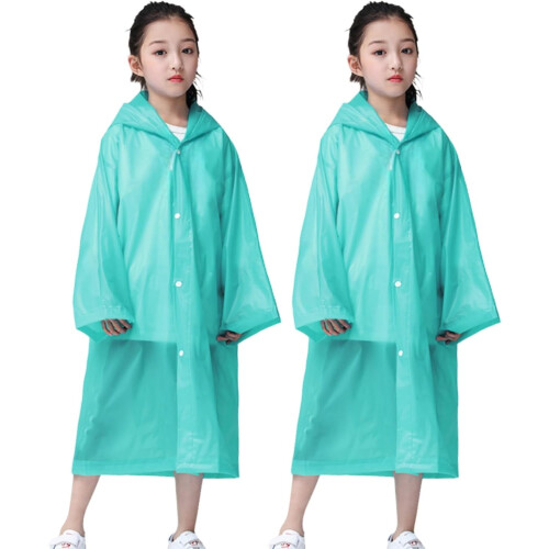 Kids Rain Poncho Reusable 2-Pack for Ages 6-14