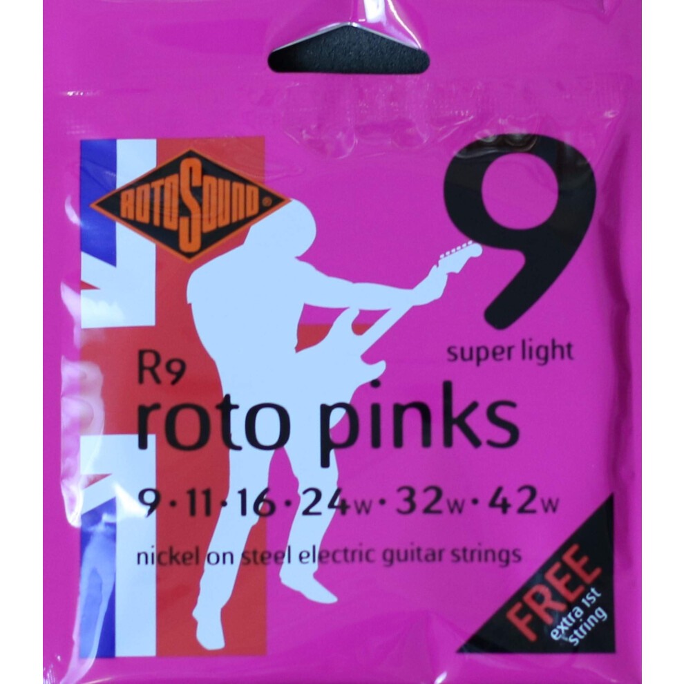 Pinks Rotosound Guitar Stings 9-42 - Free E String