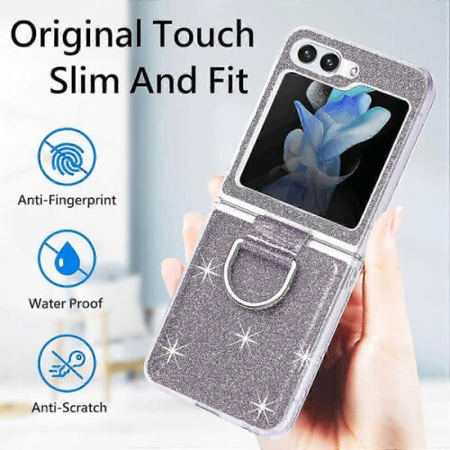 Samsung Galaxy Z Flip 6 glitter case silver slim shockproof 1
