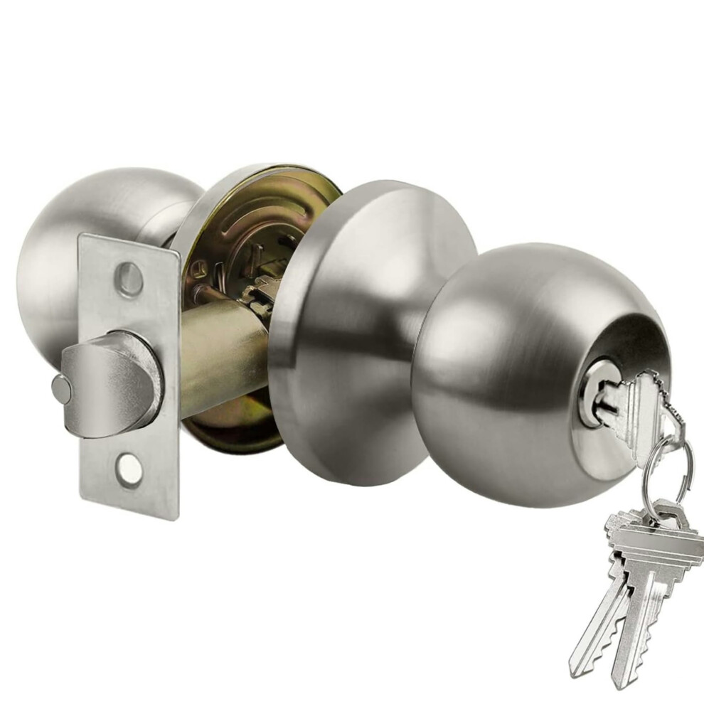 Door Knob Keyed Entry Lock Satin Nickel 9170372517077