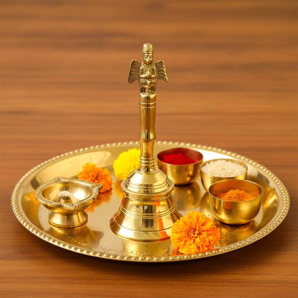 Pujashree Pure Brass Puja Ki Ghanti For Mandir | Handcrafted Pooja Bell For Aart