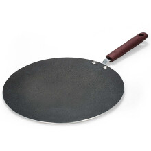 Flat griddle pan for crepes and pancakes with spreader and