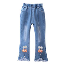 Kinderjeans met wijde pijpen voor peutermeisjes in watermeloenrood