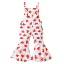 Baby meisjes tuinbroekje met witte print en hartjesmotief