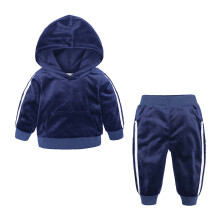Conjunto infantil de moletom e calça de veludo cinza (2 peças)