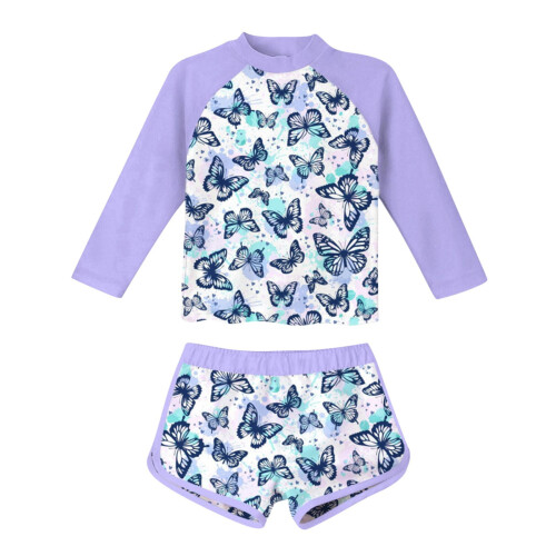 Ensemble maillot de bain anti-UV fleuri pour filles, 2-10 ans