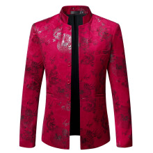 Blazer masculino vermelho liso para outono e inverno.