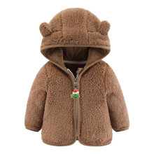 Babyjasje met capuchon en fleecevoering, bruin, 0-6 maanden