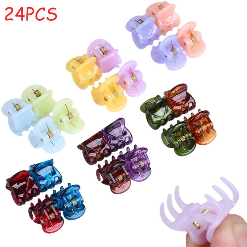 Mini Hair Clips Plastic 24 Pieces Multicolor