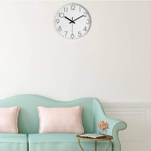 Wall Clock White Frame Silent Quartz 8 Inch 1