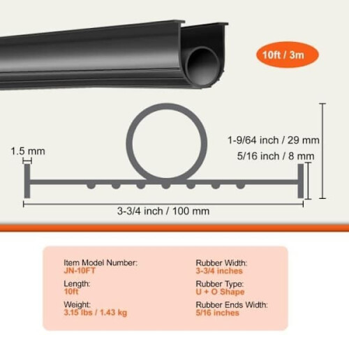 Garage Door Seal Rubber Strip VEVOR 3m 1