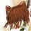 Leather Shoulder Bag with Fringes and Knitted Strap 5
