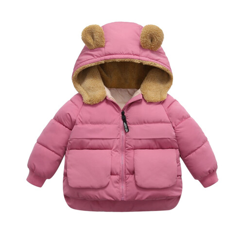 Hettejakke til babygutter, ensfarget rosa, 12–18 måneder