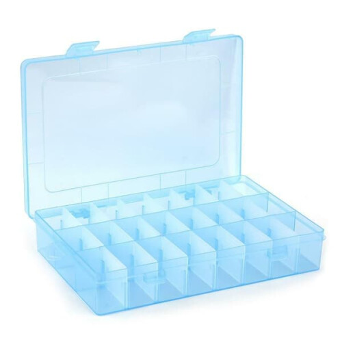 Transparent Plastic Thread Storage Box Blue 2 pcs 1