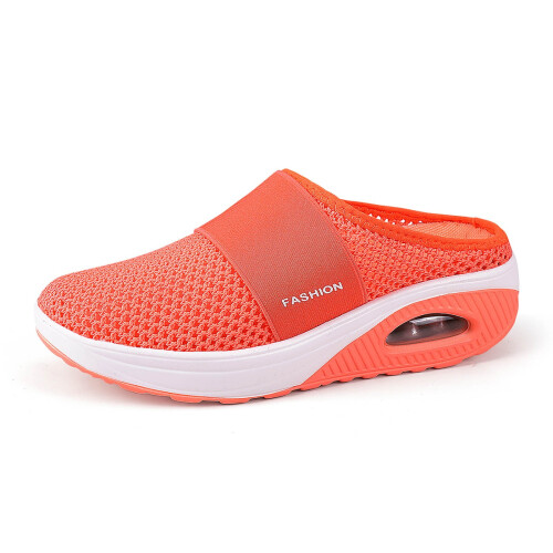 Women's summer mesh toe slippers orange size 6