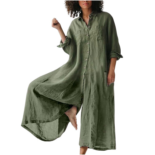 Damen-Baumwoll-Jumpsuit, locker geschnitten, elegant