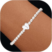 Zartes Damenarmband mit Herzanhänger und elastischen Perlen,